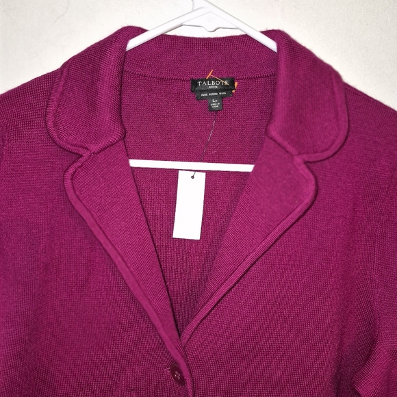 Talbot Pure Merino Wool Cardigan Jacket Sz.LP NWT Burgundy - Picture 3 of 8